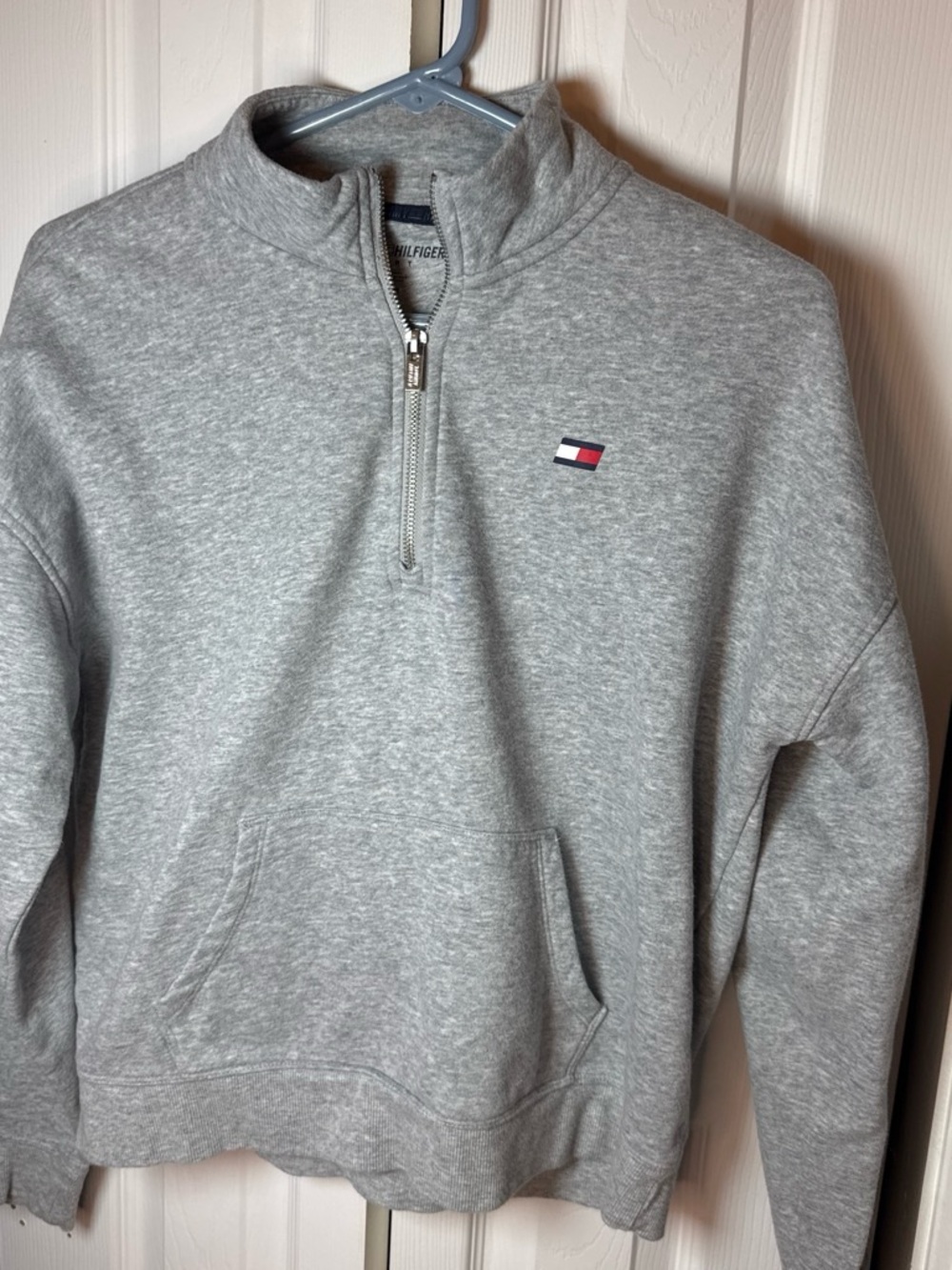 Tommy Hilfiger Gray Half-Zip Sweatshirt with Logo